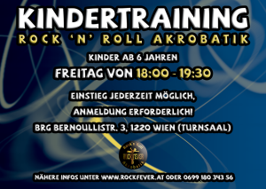 Flyer für das Kindertraining beim RRC Rockfever ASKÖ Wien